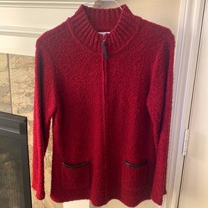 Coldwater Creek Size: Medium Red and Black Zip Up Cardigan
